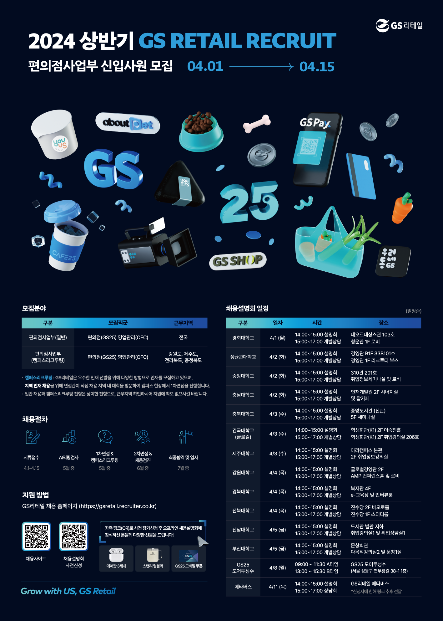 GS리테일 2024 상반기 편의점사업부 신입사원 채용설명회 안내